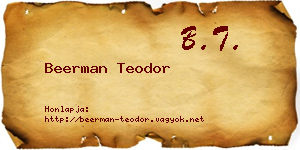 Beerman Teodor névjegykártya